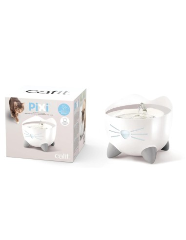 Fuente CATIT PIXI Acero Inoxidable Blanca 2.5 litros - Agua Fresca y Limpia para Gatos