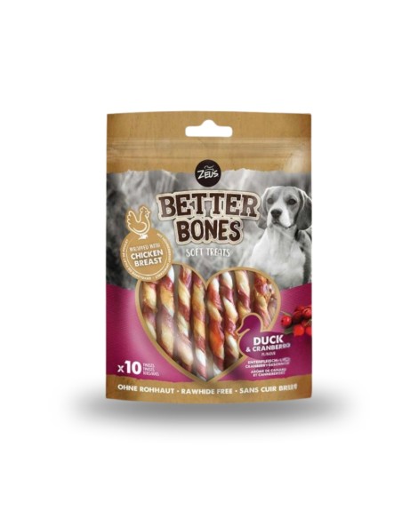 Snack ZOE BETTER BONES Twist para Perros de Pato con Arandanos x 10uds