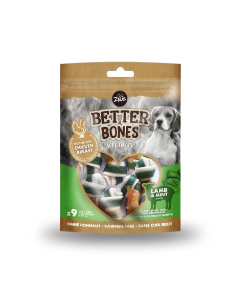 Snack ZOE BETTER BONES para Perros Envuelto de Cordero y Menta x 9 uds - Cuidado Dental y Aliento Fresco