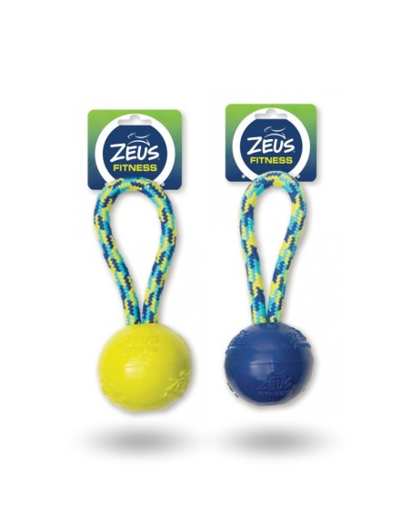 Juguete ZEUS FITNESS TPR  para Perro Pelota y Cuerda Tug 23 cm