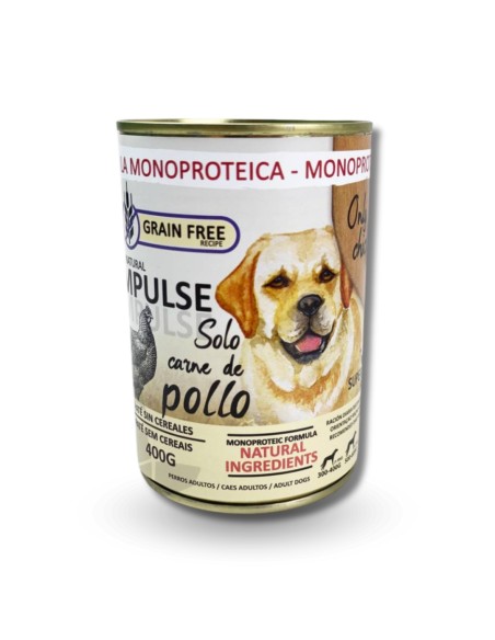 Comida Húmeda para Perros IMPULSE Paté de Pollo Grain Free 24x400 grs - Sin Cereales y Deliciosa