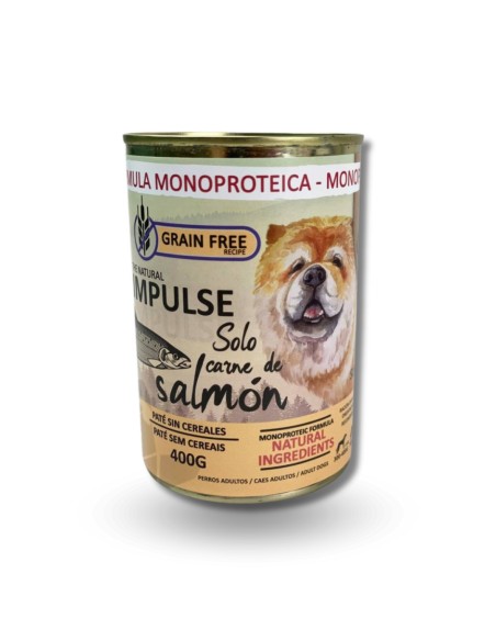 Comida Húmeda para Perros IMPULSE Paté de Salmón Grain Free 24x400 grs - Sin Cereales y Rica en Omega-3