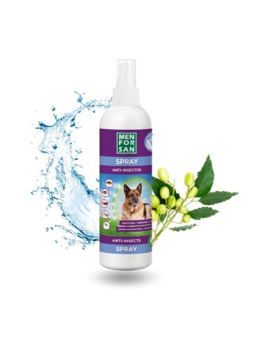 Insecticida en Spray MENFORSAN para Perros con Margosa, Geraniol y Lavandino 250ml - Protección Natural