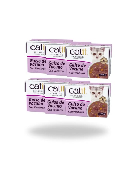 Comida Humeda para Gato CATIT Cuisine HAGEN Vacuno con Verduras Pack 6 x 95gr