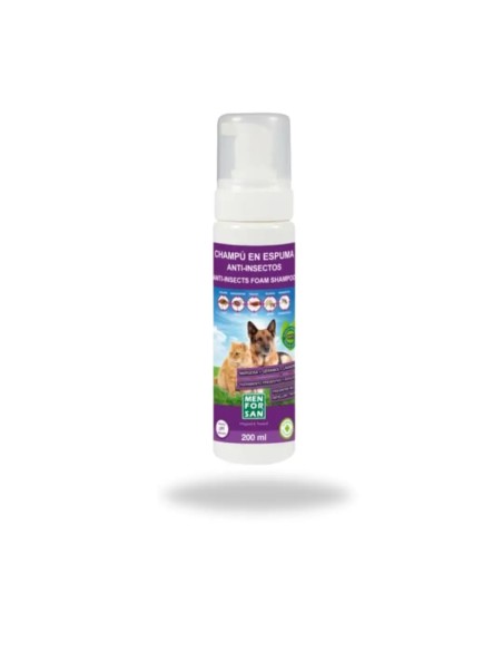 Champú en espuma MENFORSAN anti insectos 200 ml para perros y gatos