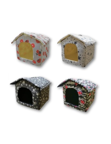 Pack de 5 Casas para Mascotas YOMMY Estampados Surtidos 48x40x38cm - Confort y Estilo