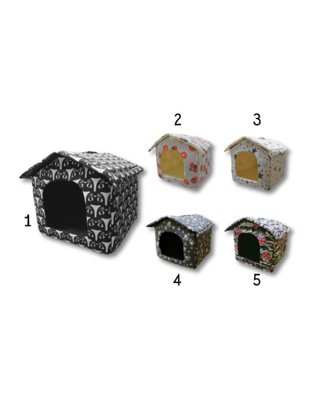 Pack de 5 Casas para Mascotas YOMMY Estampados Surtidos 53x43x44cm - Cómodas y Resistentes