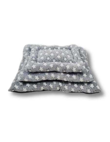 Pack de 3 Colchonetas para Mascotas YOMMY de Franela Gris con Estrellas - Tamaños S, M, L