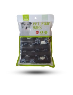 Bolsitas Poop Pet con Dibujo de Huella NUNBELL negro, pack 12 rollos