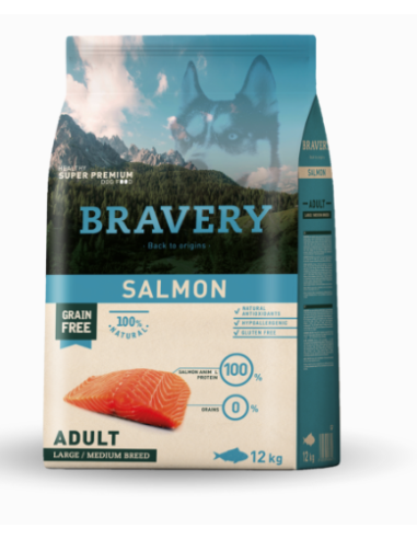 Bravery Dog Salmon Adult Large/Medium Breeds - Croquette sans céréales pour chiens adultes