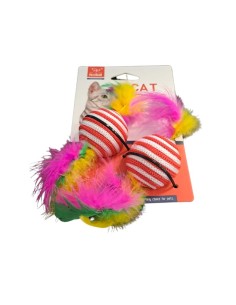 Pelotas con Plumas Multicolores para Gatos de Nylon Badminton - Pack de 2 Unidades