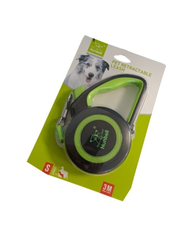 Correa Extensible para Perros 3 m – Talla S – Verde y Negro