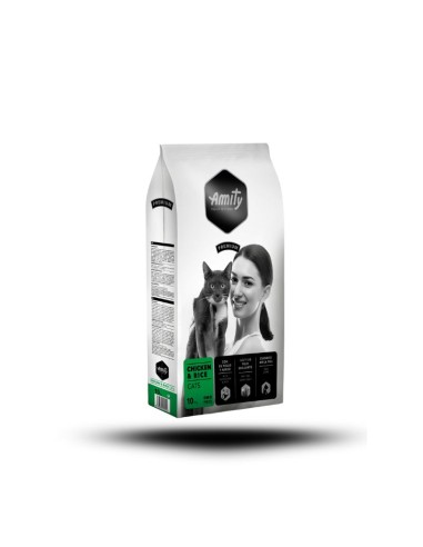 Amity Premium Pollo y Arroz para Gatos – Pienso Adulto 10 kg