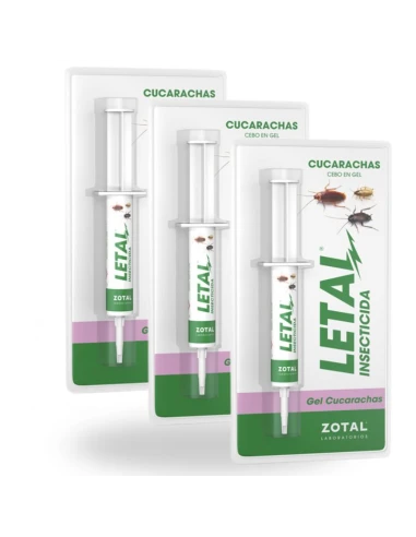 Pack de 3 Insecticida LETAL TRX ZOTAL en cebo contra cucarachas, total 30 gr