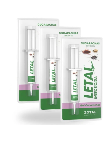 Pack de 3 Insecticida LETAL TRX ZOTAL en cebo contra cucarachas, total 30 gr