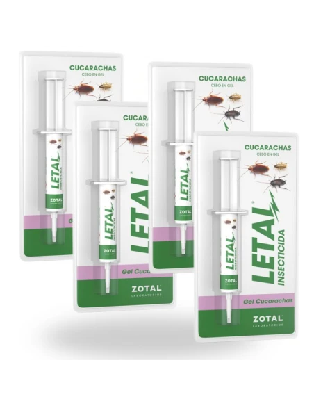 Pack 4 Jeringas LETAL Gel para Cucarachas. Eliminación Rápida y Eficaz de Cucarachas. Control Plagas