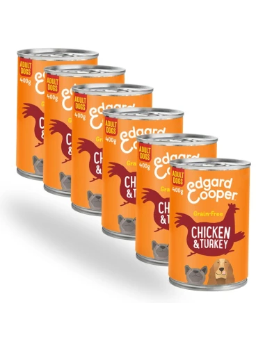 Edgard & Cooper Comida Húmeda para Perro Pavo y Pollo – Caja 6x400g