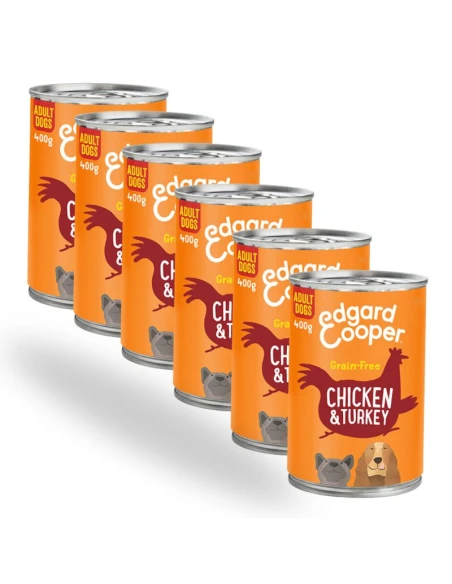 Edgard & Cooper Comida Húmeda para Perro Pavo y Pollo – Caja 6x400g