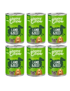 Comida humeda EDGAR COOPER para perros ADULT Cordero y Ternera 6 x 400 gr