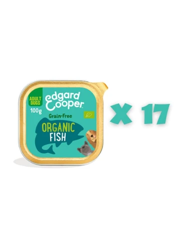 Comida humeda EDGAR COOPER para perros ADULT PESCADO ORGANICO 17 X 100 GRS