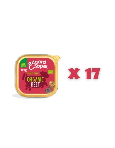 Comida humeda EDGAR COOPER para perros ADULT TERNERA ORGANICA  17 X 100 GRS
