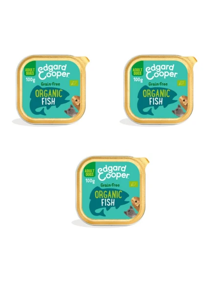 Comida humeda EDGAR COOPER para perros ADULT PESCADO ORGANICO 3 X 100 GRS