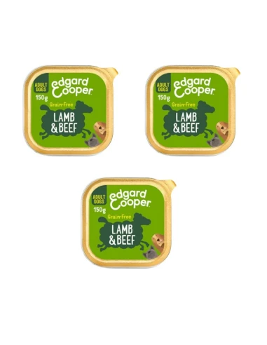 Comida humeda EDGAR COOPER para perros ADULT CORDERO Y TERNERA 3 X 100 GRS
