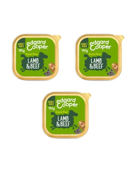 Comida humeda EDGAR COOPER para perros ADULT CORDERO Y TERNERA 3 X 100 GRS