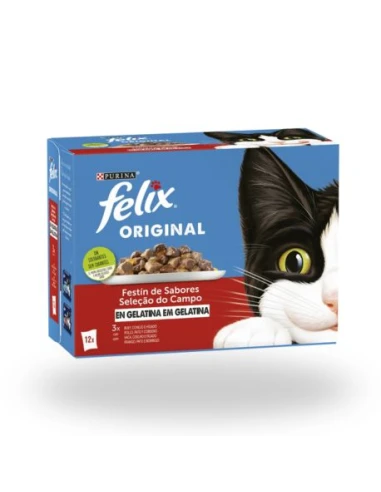 PURINA FELIX Original – Festín de Sabores en Gelatina – Selección de Campo para Gatos Adultos