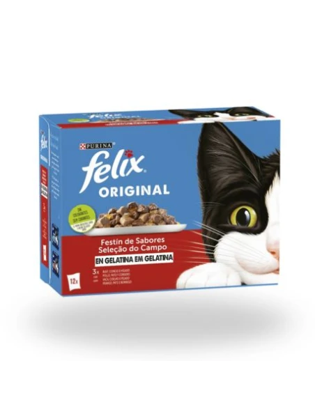 PURINA FELIX Original – Festín de Sabores en Gelatina – Selección de Campo para Gatos Adultos