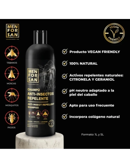 Champú para caballos repelente de insectos MENFORSAN 1 litro