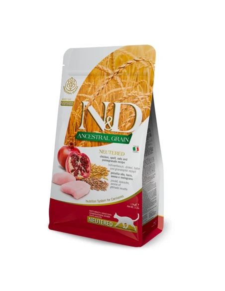 Pienso para Gato Esterilizado FARMINA N&D Ancestral Cat Nuetered de Pollo 5kg|Complementos para aves