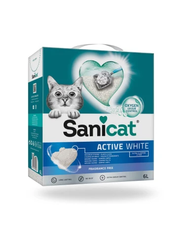 Arena Aglomerante para Gatos SANICAT Active White 6L