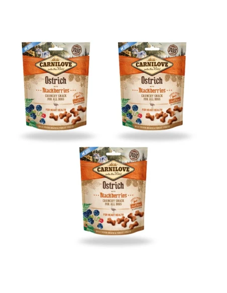 Carnilove Crunchy Avestruz y Moras para Perros – Pack 3 x 200 g