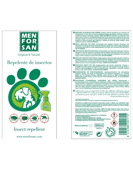 MENFORSAN - Spray repelenta para perros con citronela, 500 ml|Complementos para aves