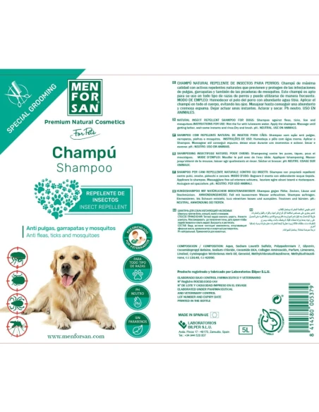 Champú MENFORSAN Repelente de Insectos para Perros 5Lts Envase Profesional