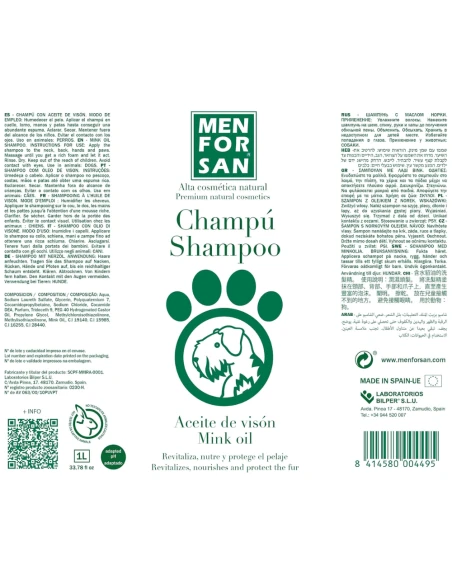 Shampooing pour chien Menforsan à l’huile de vison 300ml