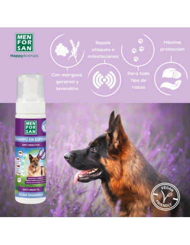 Shampoo in foam, formulated to ward off all kinds of external parasites.