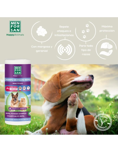 Champú MENFORSAN en polvo con repelente de insectos 250 g|Complementos para aves