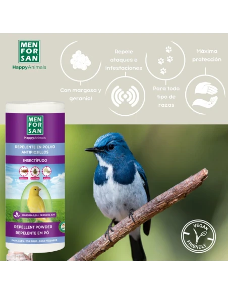 Repelente en polvo contra piojillo MENFORSAN AVES 250 gr.