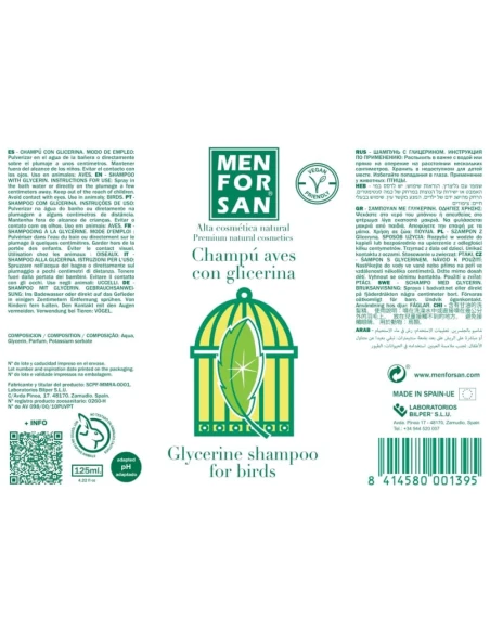 Champú para Aves con glicerina MENFORSAN 125 ML