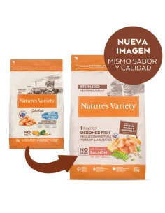 Comida para Gato Esterilizado NATURES VARIETY Healthy Grain de Salmon 7kg