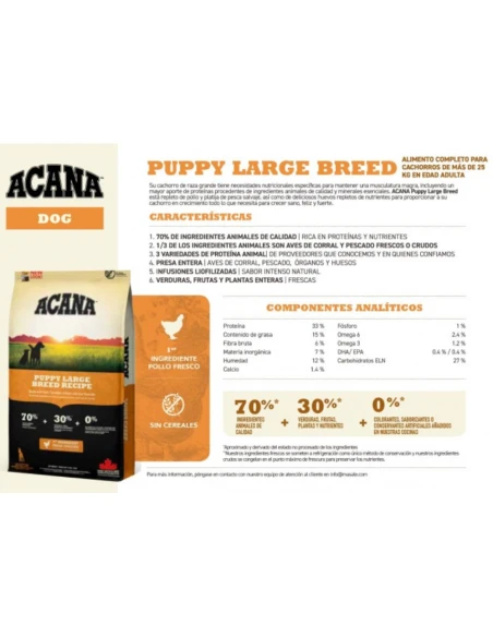 Pienso para Perro Adulto ACANA de Raza Grande 17kg|Complementos para aves