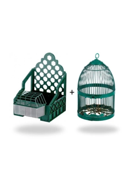 Jaula para perdiz + Casiller de plastico, color verde