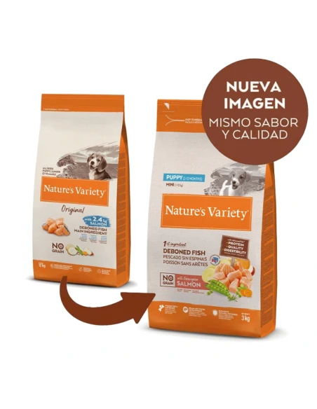 Comida para Perro Cachorro NATURES VARIETY Puppy Mini No Grain de Salmon 1,5kg|Complementos para aves