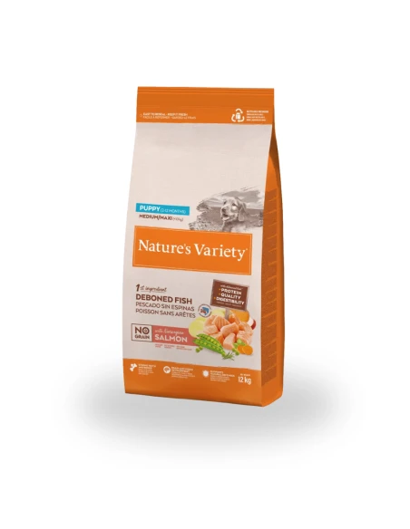 Comida para Perro Cachorro NATURES VARIETY Puppy Med/Max No Grain de Salmon 3kg|Complementos para aves