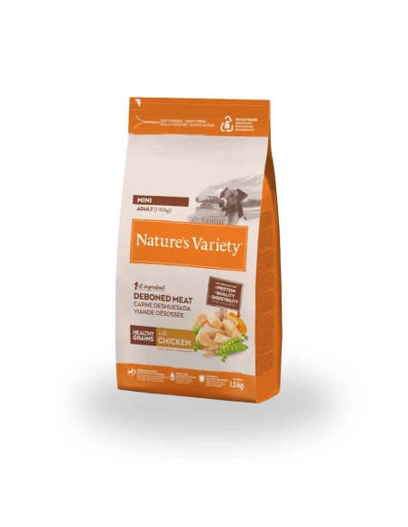 Comida para Perro Adulto Mini NATURES VARIETY Healthy Grain de Pollo 1,5kg|Complementos para aves