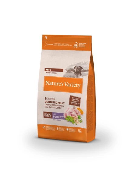 Comida para Perro Adulto Mini NATURES VARIETY Healthy Grain de Pavo 3kg|Complementos para aves