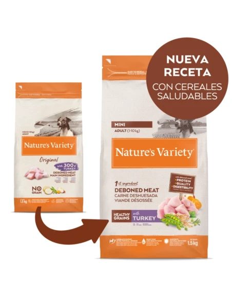 Comida para Perro Adulto Mini NATURES VARIETY Healthy Grain de Pavo 3kg|Complementos para aves