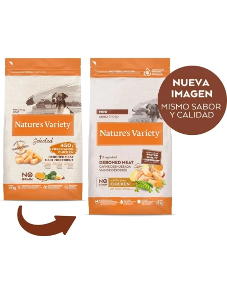 Comida para Perro Adulto Mini NATURES VARIETY No Grain de Pollo 1,5kg|Complementos para aves